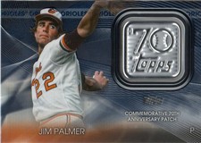 2021 Topps Update 70th Anniversary Logo Patches Blue #T70PJP Jim Palmer