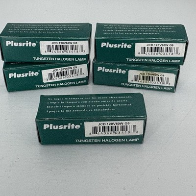 Lot Of 5 Plusrite Tungsten Halogen Lamp JC 120V 60W G9 NEW Untested