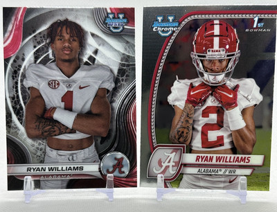 Ryan Williams 2024 Bowman Chrome 53 1st Base + Bowman Best 82 Base Crimson Tide
