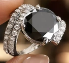 6 Ct Black Moissanite & Raw White Natural Diamond Sterling Silver Ring Size 7.5