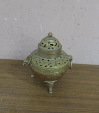 Vintage  Brass Copper Incense Holder Burner Censor Asian Chinese Buddhism