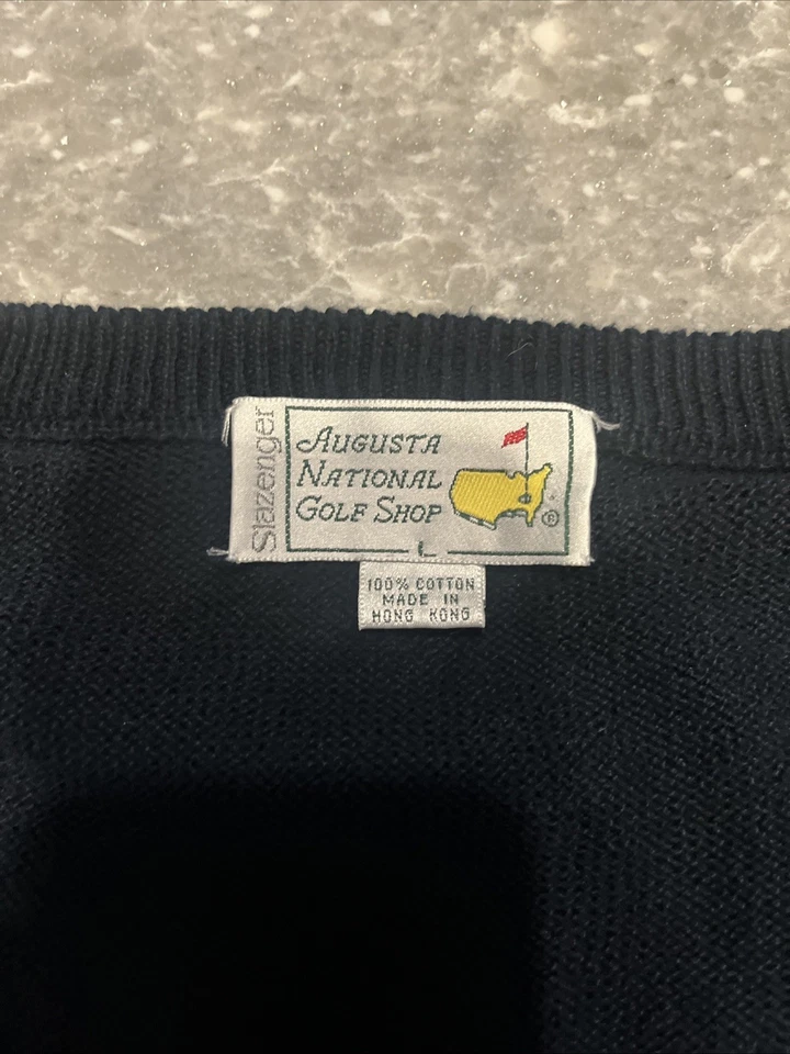 Antigo Colete Suéter Masters Masculino L Pulôver Azul Slazenger Augusta National - Imagem 3 de 4