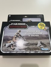 Star Wars Vintage Collection Mandalorian Speeder Bike Scout Trooper & Grogu New