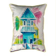 Betsy Drake W. Palm Hut Blue Large Indoor Outdoor Pillow 16x20