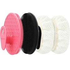 Food-Grade Silicone Body Scrubber Gentle Cleansing Brush with Exfoliating Net...