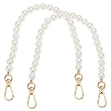 2 Pack 12" Imitation Pearl Purse Strap with Swivel Clasp Clip Golden 