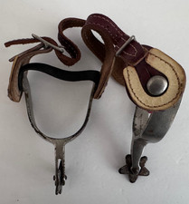Vintage Western Cowboy North Judd Anchor Spurs 5 Point Stars with Straps