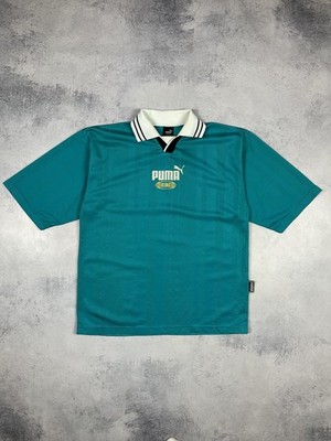 Vintage 90s Puma King Soccer Jersey Polo Shirt Center Logo Green Size L Men s