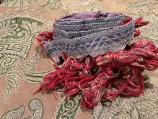 Vintage 19th  Red Fringe Chevron  Trim with Tassels – 54'' Lenght - 4'' Wide