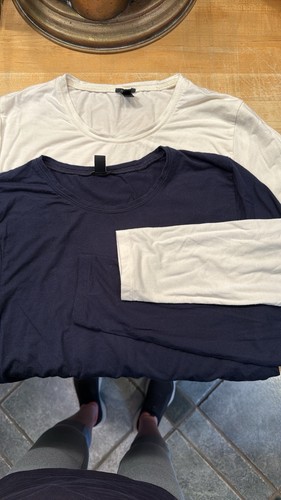 Set Of 2 J Crew Long Sleeve Women's T-shirts, Navy, Cream, L - Picture 1 of 3