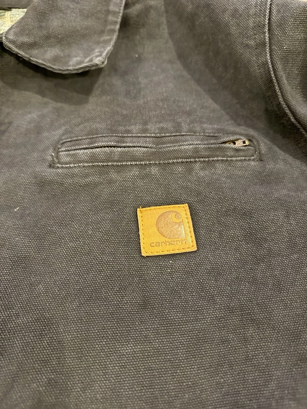 Carhartt WIP Detroit Jacket Black Faded Canvas Plaid Lined Large New With Tags - product detail image 4