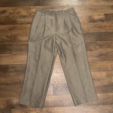 Greg Norman Golf Performance Pants Mens 34x30 Tan Unfinished Hem Pleated Front