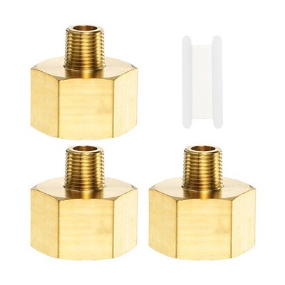 3Pcs Brass Pipe Fitting 1/8'' NPT Male to 1/2'' NPT Female Reducer Adapter