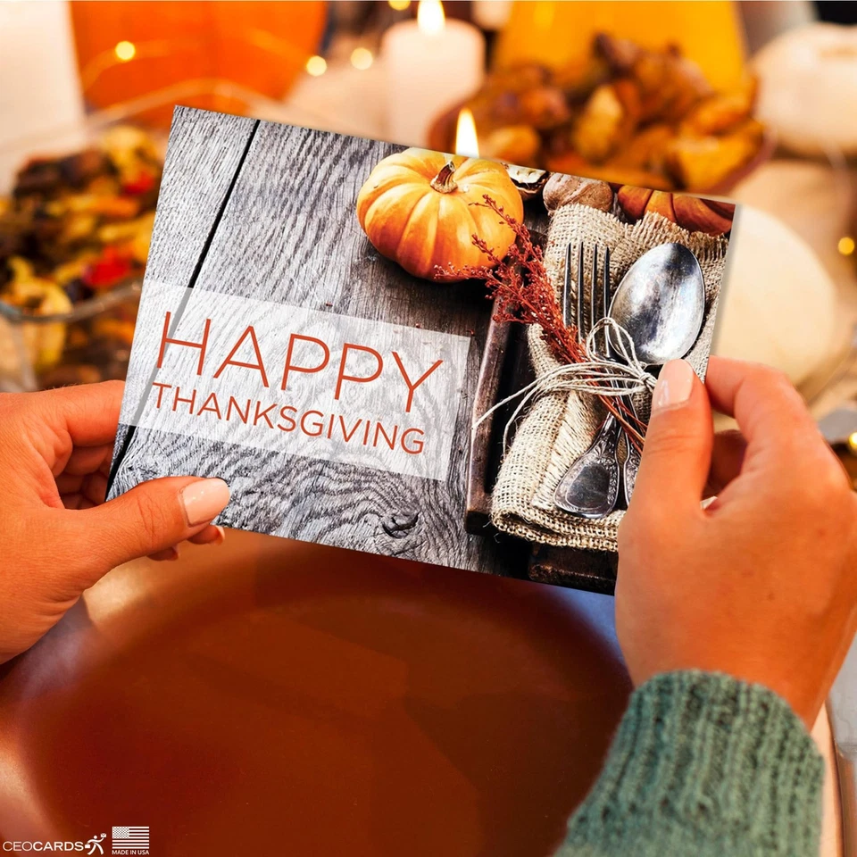 Thanksgiving Cards for Business & Family (Harvest Table Place Setting) Greeti... - Image 3 of 4