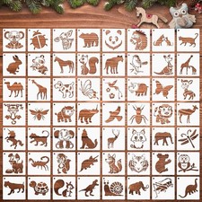 Augshy 56 Pieces Animal Stencils for Painting, 3 Inch Reusable Cute White