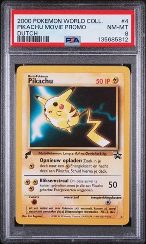2000 Pokemon Pikachu World Collection Pikachu Movie Promo Dutch 4 PSA 8