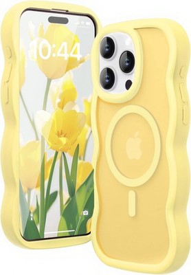 Magnetic for iPhone 16 Pro Max Case, Wavy Frame Cute Translucent Matte Hard Bump