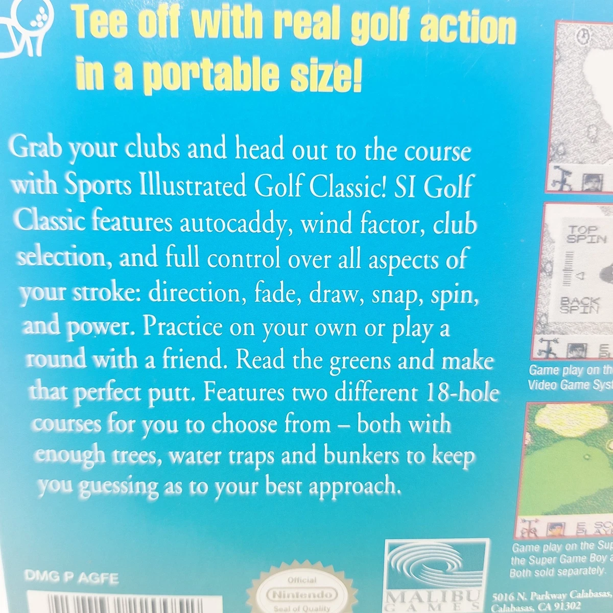 Sports Illustrated Golf Clásico Nintendo Game Boy 1994 con Manual de Caja