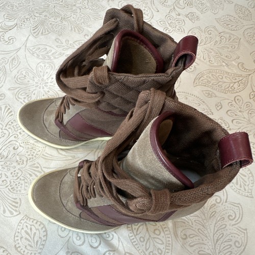 CHLOE’ Kasia Brown Suede Leather Wedge Sneakers - Women’s Size 7.5 Shoes - Picture 6 of 14
