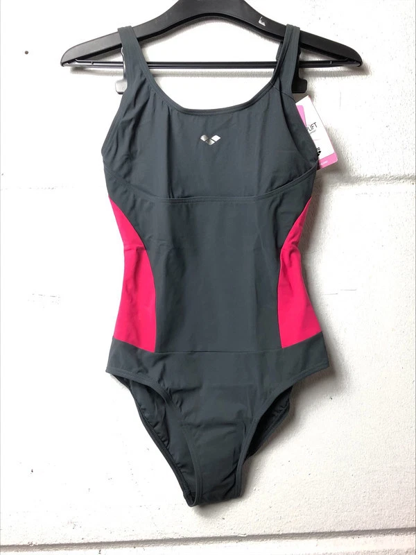 ARENA Badeanzug Asia Wing Back One Piece Schwimmsuit Grau/Pink D36 EU38