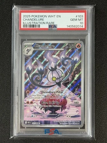 2025 POKEMON WHT EN-WHITE FLARE ILLUSTRATION RARE #103 CHANDELURE PSA 10