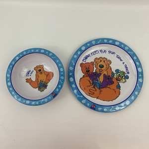 Vintage Bear In The Big Blue House Plate & Bowl Set Henson Plastic Melamine 