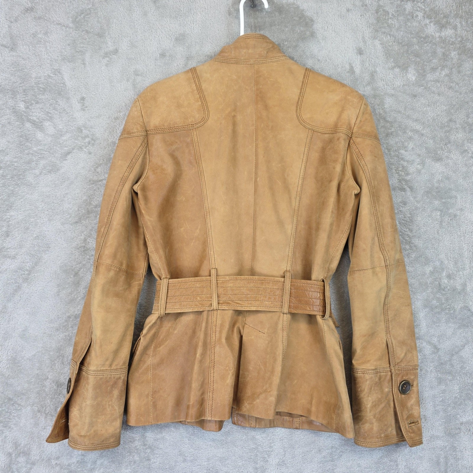 Zara Basic Jacket Womens Small Brown Leather Belt… - image 2