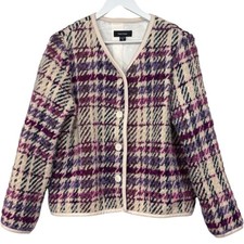 Karen Kane Majestic Magenta Boucle Wool Blend Jacket Size Womens Medium