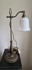 Vintage Brass Table Lamp with Milk Glass Shade – Adjustable Reading / Desk Lamp