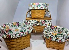 Longaberger Hinged Lid Purse with 3 matching Baskets with liners