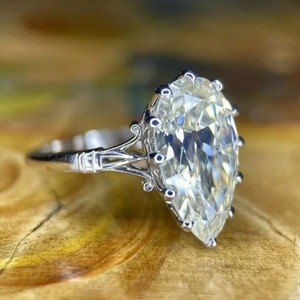 Authentic 14k White Gold Plated 2Ct Pear Cut Real Moissanite Solitaire Engagement Ring
