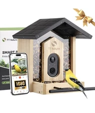 TT Nature Bird Feeder with Camera, Upgraded 1.5L Smart Bird Feeder with AI Ident