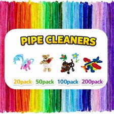 Chenille Craft Stems Pipe Cleaners 30cm 6mm Long Craft Wires Flexible 20-200pack