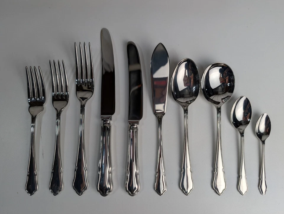 126 pc Harrods Sheffield DUBARRY 18/8 10 Pc Setting Service For 12 Stainless Set - Image 2 of 4