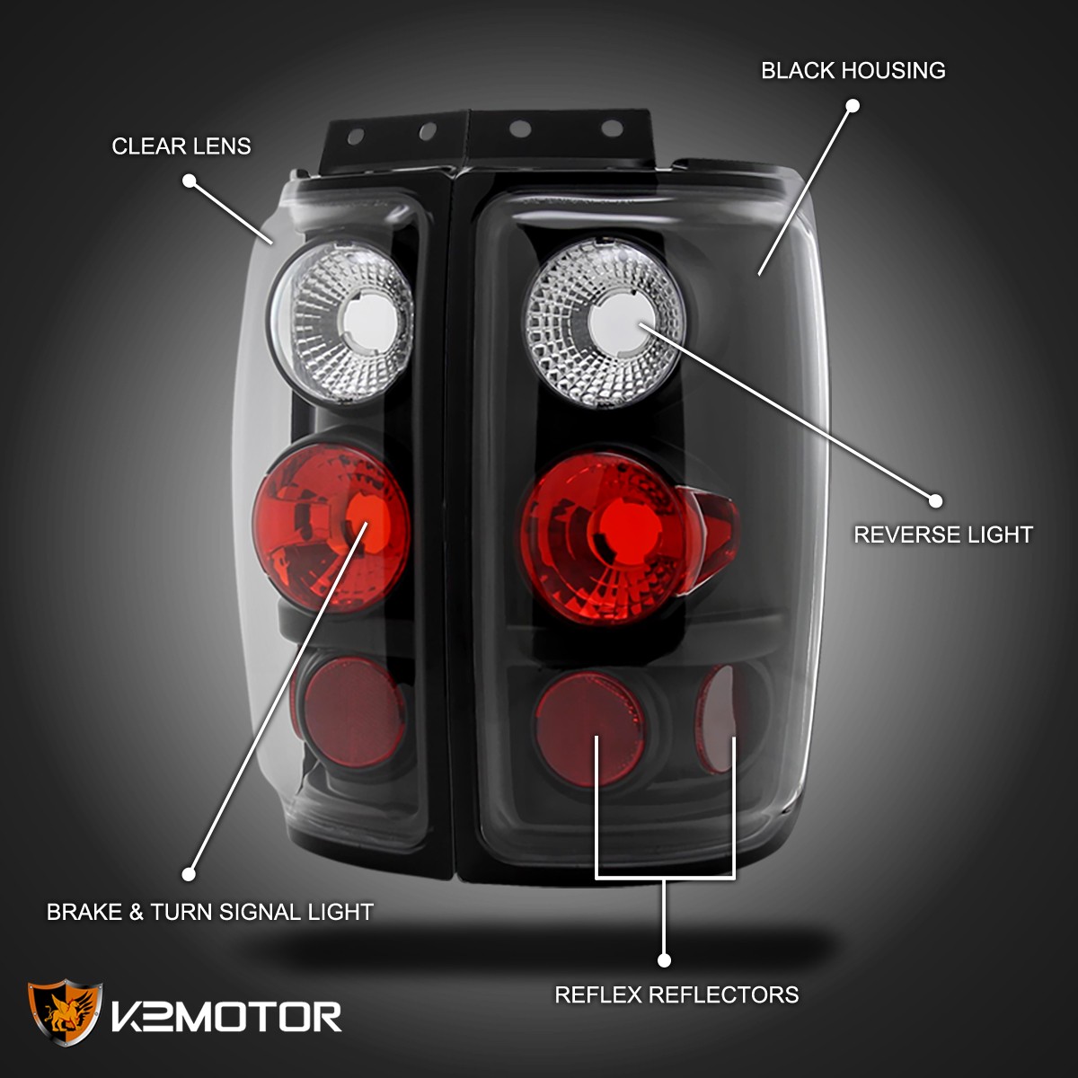 Fits 1997-2002 Expedition Black LED Strip Headlights+Corner Lamps+Tail Lamps