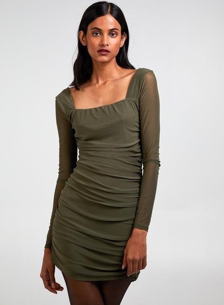 Women Pink Vanilla Dress Khaki Polyester M