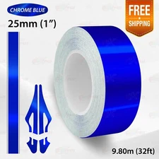 CHROME BLUE 1" 25mm PIN STRIPE Car Model Streamline TAPE Decal Vinyl Sticker