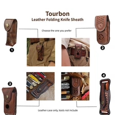 Tourbon Leather Folding Blade Knife Sheath Belt EDC Pocket Knives Case 4 Option