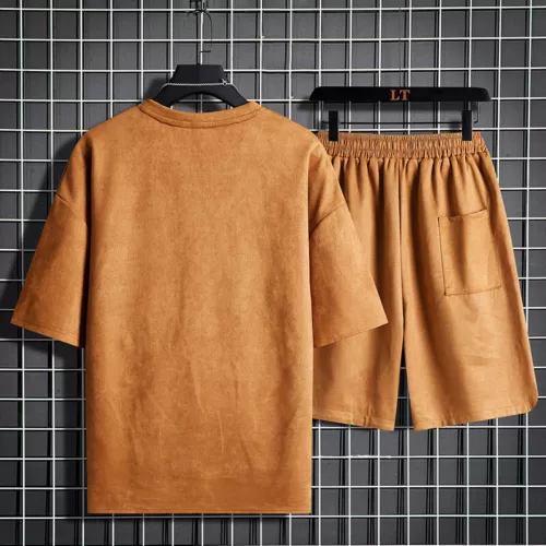 Herren Freizeitanzug Sommer 2-teiliges Set Kurzarm T-Shirt und Shorts Sportanzüge - Bild 9 von 25