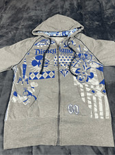 Disney full zip Grey Big print Hooded Sweater size M  