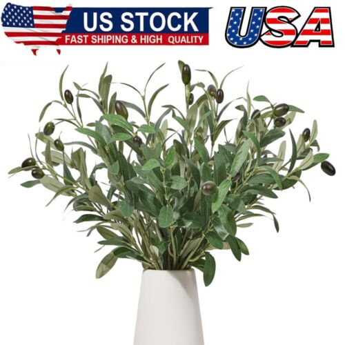 Faux Olive Branches for Vase Fake Plants with 72Leaves Artificial Greenery Stems
