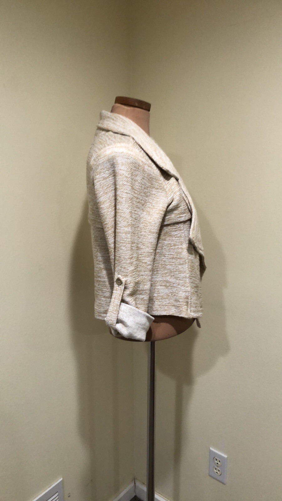 Anthropologie Dolan Moto Jacket Size Small Tan Space Dye Knit