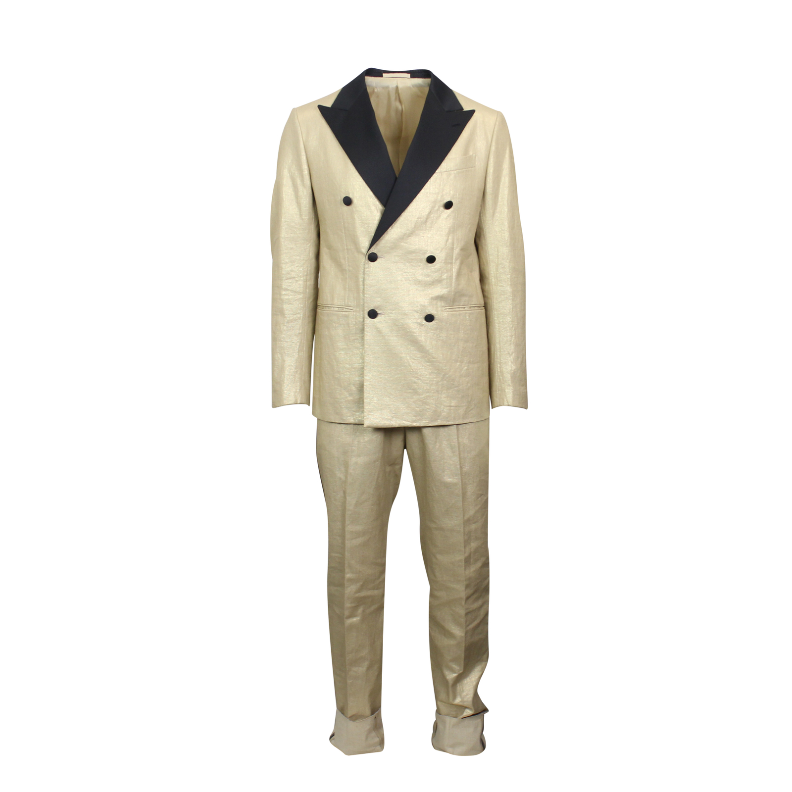 Льняной двубортный костюм NWT Caruso Gold Metallic из льна 10R, размер 50, 1995 $