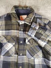 NEW Boston Traders Shacket Mens M Green Plaid Jacket Sherpa Lined Gorpcore Work