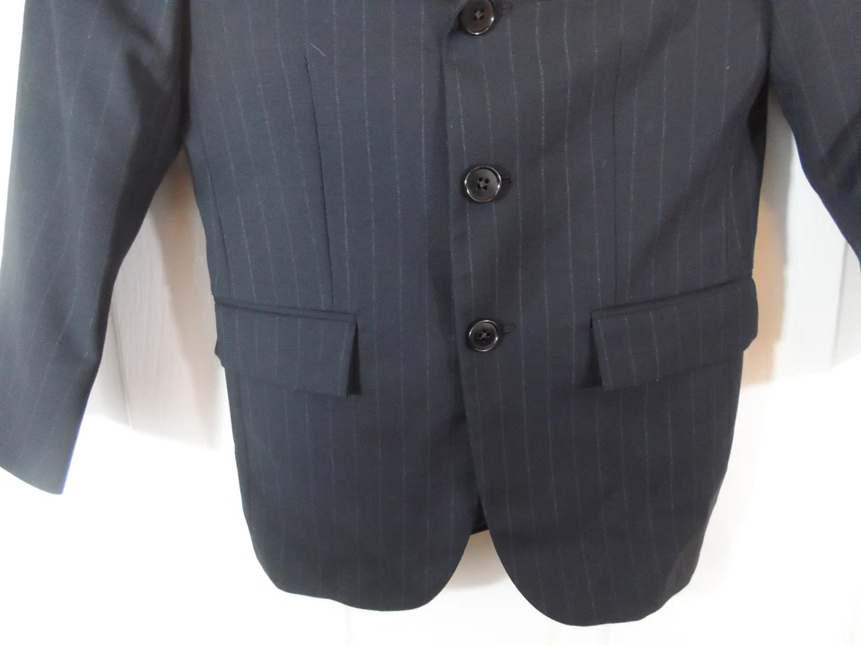 ¡NUEVO CON ETIQUETAS! His First Hickey Freeman Gris Oscuro Traje A Rayas Chaqueta Abrigo Deportivo Talla 4 Foto 2 de 4