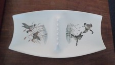 Hyalyn Vintage Bird Hunting Porcelain Retro MidCentury Ashtray Made in USA.