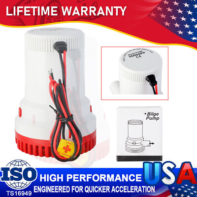 Rule 02 Bilge Pump 1500 GPH Marine 12V DC Non-Automatic 1-1/8'' Boat Submersible