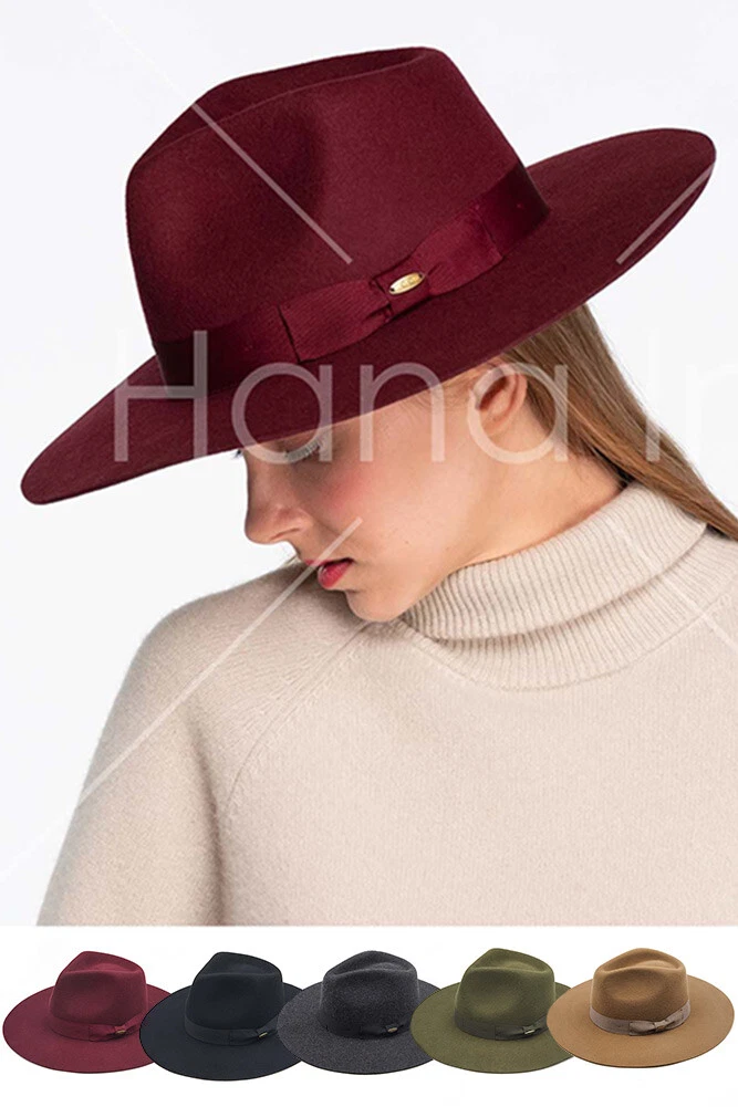 C.C Women's classic soft wool felt panama dress hat with ribbon band trim