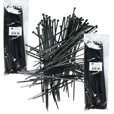 200 Pack Lot Pcs - 12" Inch UV Resistant Nylon Cable Zip Wire Tie BLACK - 52 lbs