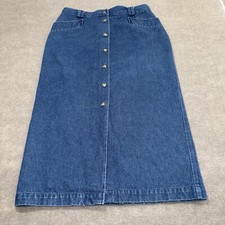 VTG Denim Skirt Size 14 Maxi Button Front Western Prairie Cottage JJ Farmer 90s